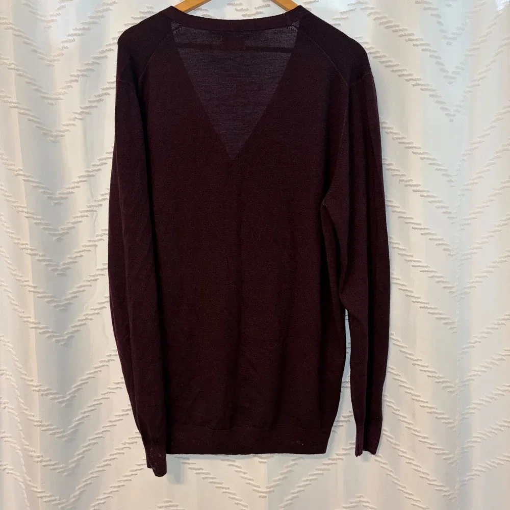 Gran Sasso Vintage Burgundy Virgin Wool Cardigan Sweater V-Neck Made in Italy